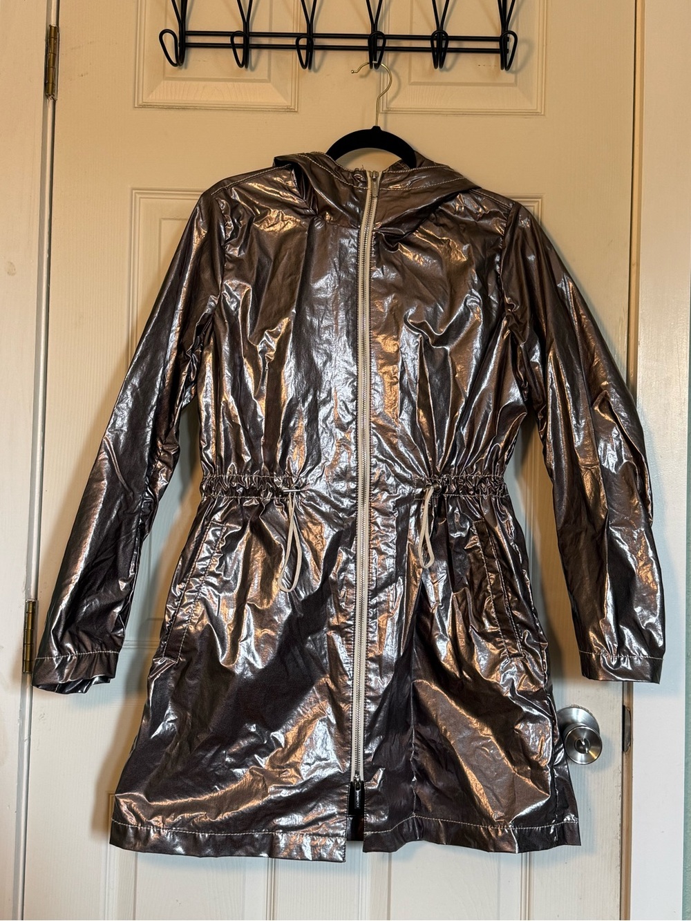 Jane Post NYC Metallic Silver Raincoat Size XS